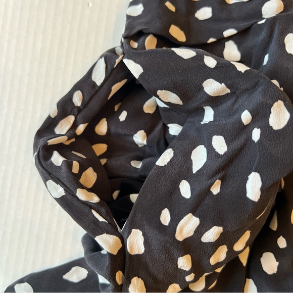 AMOUR VERT Sz XS Fantasia Washable 100% Silk Jumpsuit Black White NWT - Picture 13 of 16